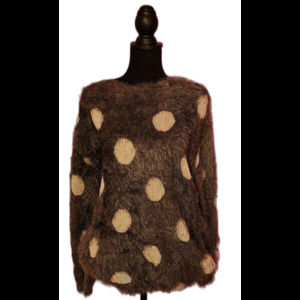 JOSEPH A. Gray with White Polka-Dots Sweater Size XXL Very soft.
